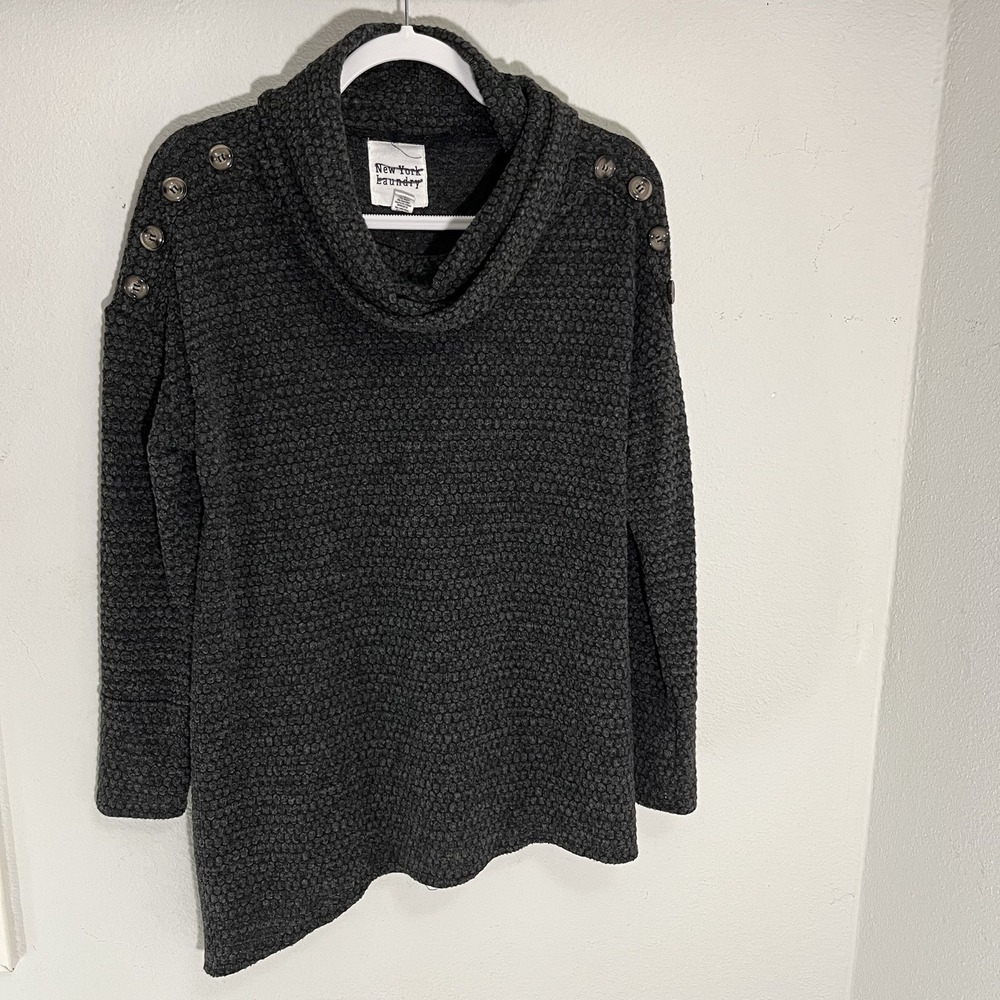 New York Laundry Women's M Gray Cowl Neck Asymmetrical Sweater Circle